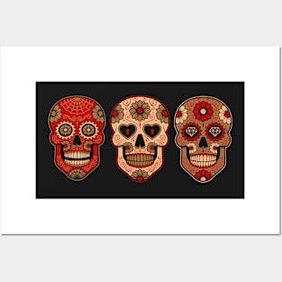 Set of Mexican sugar skulls Posters and Art